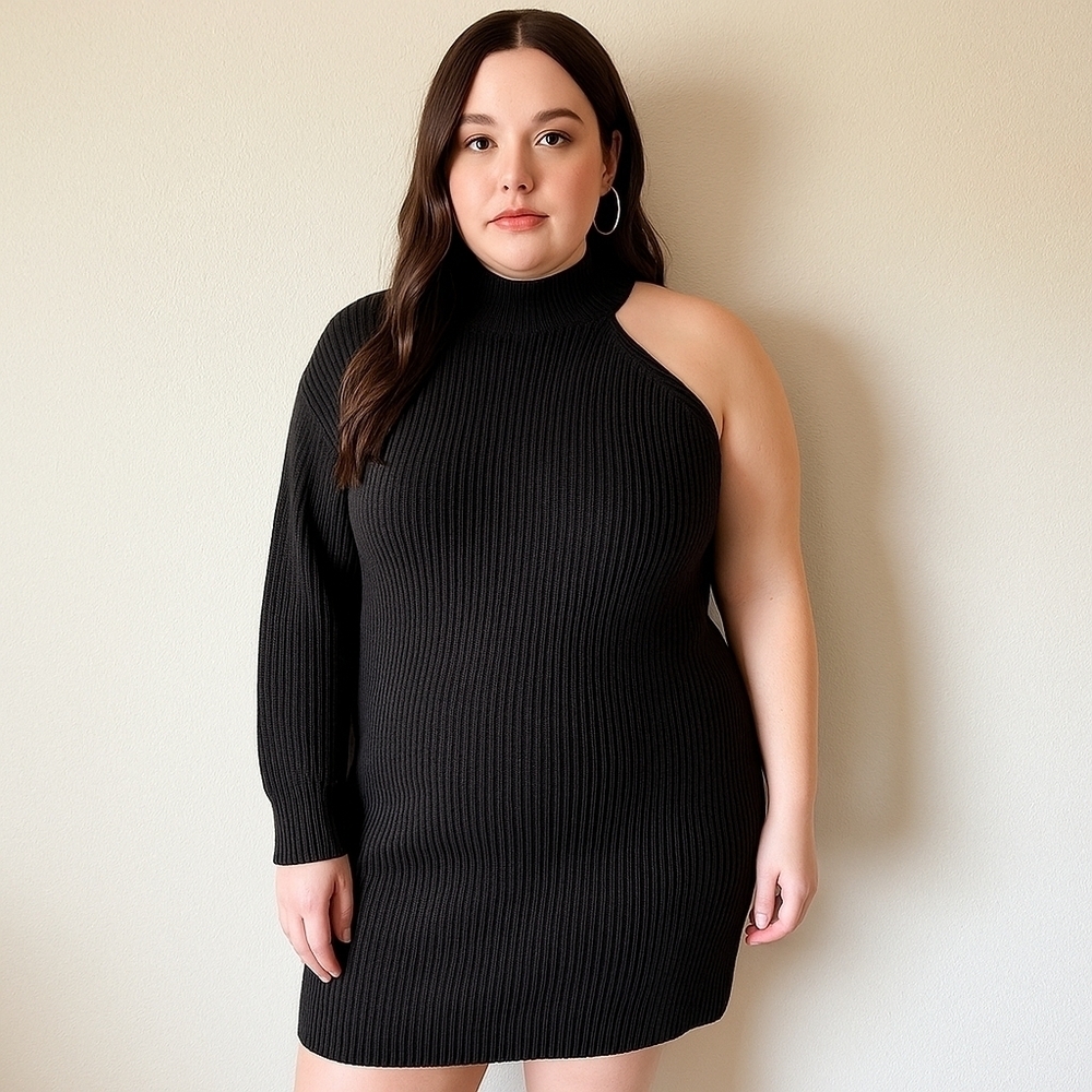 Anthropologie One Sleeve Turtleneck Sweater Dress - Size 2X - NWT Retail: $168